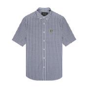 Slim Fit Gingham Skjorte Navy & Hvid