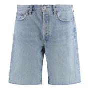 Denim Bermuda Shorts med Frynsekant