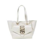 Ivory Shopper Taske med Gyldne Detaljer