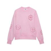 Blomstret broderet crewneck sweater