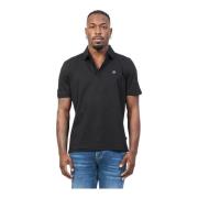 Sort Polo T-shirt med Monogram Patch