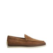 Brun ruskind slip-on mokkasiner sko