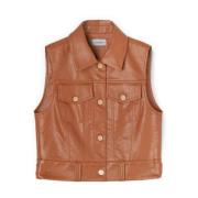 Coated Denim Gilet med Sejlkragen