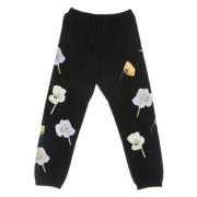 Sort Blomstret Sweatpants Elastisk Talje