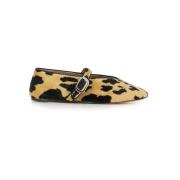 Brun Leopard Print Fløjl Ballerina Sko