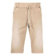 Snørelukning Denim Shorts i Beige