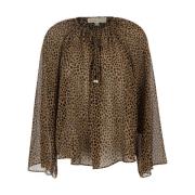 Leopard Print Brun Bluse Kvinde