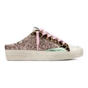 Multifarvet Glitter Sneaker med Leopard Detaljer