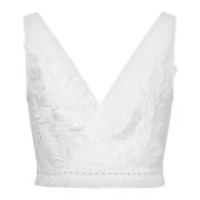 Hvid Blomstret Crop Top