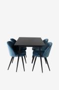 Venture Home - Spisegruppe Silar med 4 spisebordsstole Velvet - Sort -...