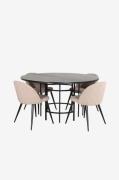 Venture Home - Spisegruppe Copenhagen med 4 spisebordsstole Velvet Sti...