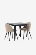 Venture Home - Spisegruppe Tempe med 2 spisebordsstole Velvet - Beige ...