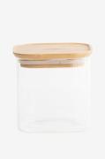 Pebbly - Firkantede dåser med bambuslåg 800 ml - Transparent - Opbevar...