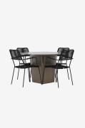Venture Home - Santa Fe Spisesæt med stole Lindos - Sort - Spisegruppe...
