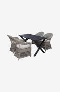 LifestyleGarden - Bord 150 cm & 4 stk Marbella-stole - Sort - Spisegru...