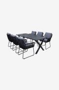 LifestyleGarden - Bord 190 cm & 6 stk. mikado-stole - Sort - Spisegrup...