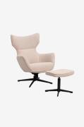Rowico Home - Jenkins Loungestol med fodskammel - Beige - Lænestole - ...