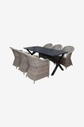 LifestyleGarden - Bord 190 cm & 6 stk. kviksølvstole - Sort - Spisegru...