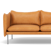 Fogia Tiki Sofa - 3 Pers. - Vintage Cognac Læder - Mat rustfri Stål