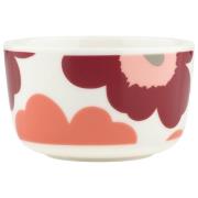 Marimekko Oiva Unikko skål 2,5 dl, white/dark cherry/red salmon