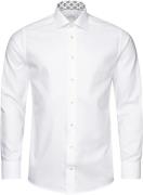 ETON Slim Fit White Semi Solid Cotton & Tencel Lyocell Print Effect Sh...