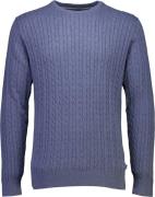 Lindbergh Oneck Cable Knit Mand Blå Sweaters Str XXL - Bomuld hos Maga...