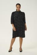 Kaffe Curve Kcvilna Ami Shirt Dress Kvinde Black/white Dot Midi Kjoler...