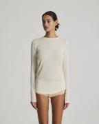 Gai&Lisva Thyra L/S Wool Top Kvinde Off White Langærmede T-shirts Str ...