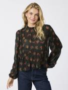 Neo Noir Lovise Plissé Flower Blouse Kvinde Black Langærmede Bluser St...