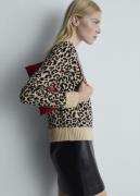 MANGO Leopard Jumper With Contrasting tri Kvinde Light Beige Sweaters ...