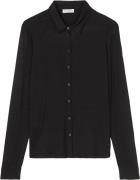 Marc O’Polo Jerseyblouse, Long Sleeve, Collar, Kvinde Black Langærmede...