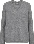 Mos Mosh Mmthora Vneck Knit Kvinde Grey Melange Sweaters Str XS - hos ...