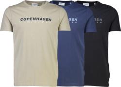 Lindbergh 3 Pack CPH tee S/S Mand Multi 1 Kortærmede T-shirts Str L - ...