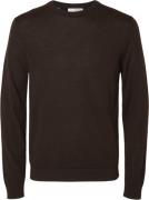 Selected Homme Slhtray LS Knit Merino Crew Neck NO Mand Chocolate Tort...