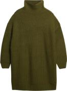 Superdry Chunky RIB Knit Jumper Dress Kvinde Dark Moss Green Midi Kjol...