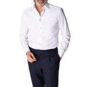 ETON White Twill Shirt Blue Details Contemporary Fit Mand Hvid Langærm...