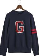 Gant Seasonal G Cneck Mand Evening Blue Sweaters Str L - hos Magasin