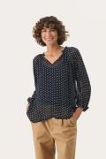 Part Two Elsiapw BL Kvinde Dark Navy Dot Langærmede Bluser Relaxed Fit...