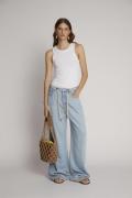 MUNTHE Obey Tencel Pants Kvinde Blue Bukser Med Brede Ben Str 40 - hos...