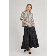 A-VIEW Linea Blouse Kvinde Off White/black Stripe Kortærmede Bluser Lo...