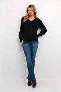 Cream Crvillea Knit Pullover Kvinde Pitch Black Sweaters Str L - hos M...