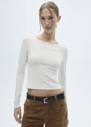 MANGO Long Sleeve Tshirt Kvinde Light Beige Sweaters Str S - hos Magas...