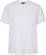 Pieces Pcrine SS Printed Tshirt BC Kvinde Bright White/pearl On Sleeve...