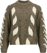 Object Objravi RE L/S Knit Pullover CC1 AW Kvinde Morel/mel. + White S...