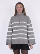 Neo Noir Nevena Stripe Knit Blouse Kvinde Dark Grey/off White Sweaters...