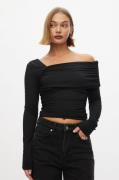 Oval Square Night Blouse Kvinde Black Langærmede Bluser Str L - hos Ma...