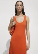 MANGO Crossback Knitted Dress Kvinde Orange Maxi Kjoler Str L - hos Ma...