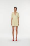 ROTATE Birger Christensen Mini Vneck Dress Kvinde Pastel Yellow Korte ...