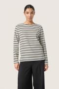 Soaked in Luxury Slneo Boxy Tee Kvinde Black Stripe Langærmede T-shirt...