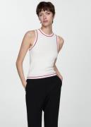 MANGO Knitted top With Contrasting Finish Kvinde Light Beige Tanktoppe...